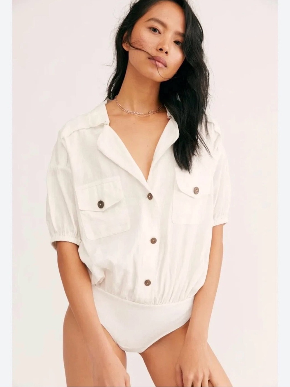 Free People So-Fari Short Sleeve Bodysuit Size S